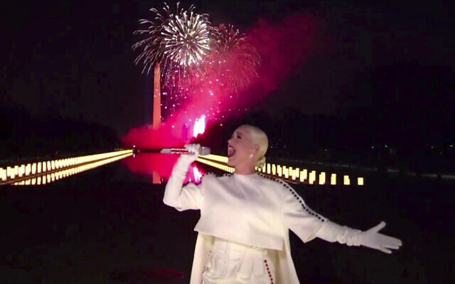 In this image from video, Katy Perry performs during the Celebrating America event on January 20, 2021, following the inauguration of Joe Biden as the 46th president of the United States. (Biden Inaugural Committee via AP) In this image from video, Katy Perry performs during the Celebrating America event on January 20, 2021, following the inauguration of Joe Biden as the 46th president of the United States. (Biden Inaugural Committee via AP)