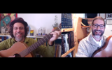 Amihai Zippor, left, and Shimshon Meir Frankel of the Bar Papas band, which released its debut album in 2020 after 20 years together (Courtesy Bar Papas)