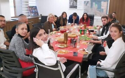 Miri Regev, in back center, at an office event on January 12, 2021. (Courtesy: Israel Frey/DemocratTV)