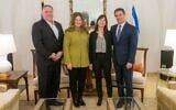 (L-R) Secretary of State Mike Pompeo, Susan Pompeo, Aya Cohen and Mossad chief Yossi Cohen, January 15, 2021. (State Department/Twitter)