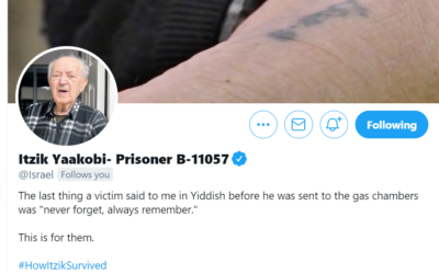 Foreign Ministry's Twitter account on January 27, 2021, International Holocaust Remembrance Day (photo credit: Courtesy)