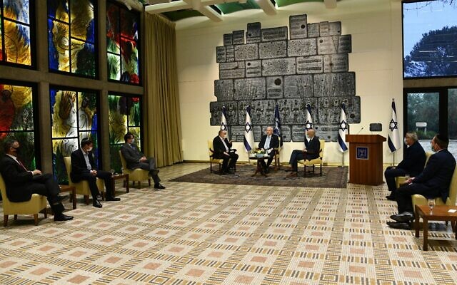 President Reuven Rivlin, center, meets with the heads of hospitals to discuss financial crisis threatening their collapse, at the President's Residence in Jerusalem, January 18, 2021. (Haim Zach/GPO) President Reuven Rivlin, center, meets with the heads of hospitals to discuss financial crisis threatening their collapse, at the President's Residence in Jerusalem, January 18, 2021. (Haim Zach/GPO)