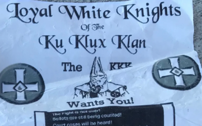 A KKK flyer found in Tulelake, California, December 27, 2020. (Courtesy of the Klamath Falls Herald and News via JTA)