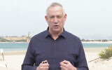 Defense Minister Benny Gantz visits the Atlit naval base in northern Israel on January 5, 2021. (Screen capture)