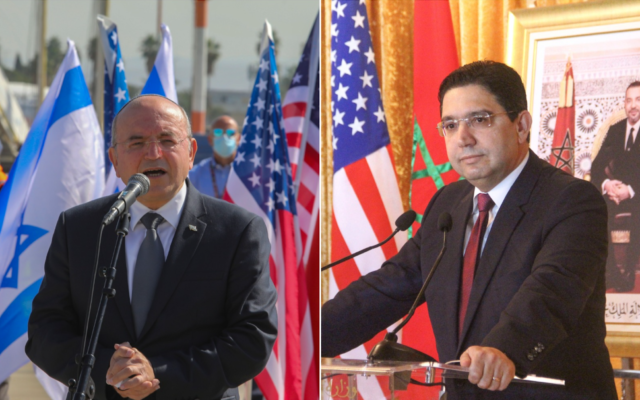 National Security Council chairman Meir Ben-Shabbat (L) and Moroccan Foreign Minister Nasser Bourita. (Photo collage/Flash90, AP) National Security Council chairman Meir Ben-Shabbat (L) and Moroccan Foreign Minister Nasser Bourita. (Photo collage/Flash90, AP)