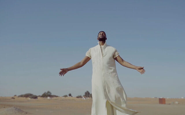 A screenshot from a video included in the first-ever fashion week held for Arab men, held virtually starting on January 28, 2021. (Screenshot/YouTube) A screenshot from a video included in the first-ever fashion week held for Arab men, held virtually starting on January 28, 2021. (Screenshot/YouTube)