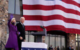 US President-elect Joe Biden stands with his wife Jill Biden after speaking at the Major Joseph R. "Beau" Biden III National Guard/Reserve Center in New Castle, Delaware, January 19, 2021. (AP Photo/Evan Vucci)
