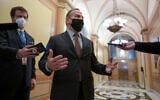 US House Representative David Cicilline, a Rhode Island Democrat, talks to reporters outside the House chamber after a resolution calling for the removal of President Donald Trump from office was blocked by Republicans, at the Capitol in Washington, January 11, 2021. (AP Photo/J. Scott Applewhite)