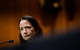 US President Joe Biden's pick for national intelligence director Avril Haines listens during a confirmation hearing before the Senate intelligence committee in Washington, January 19, 2021. (Melina Mara/The Washington Post via AP, Pool)