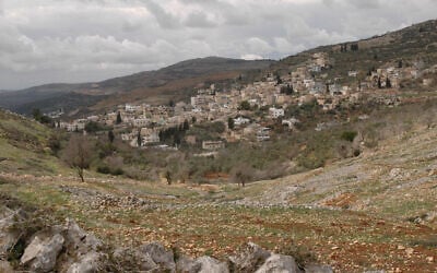 Illustrative: View of the Palestinian village Burin, near the Jewish settlement of Har Bracha (Flash90)
