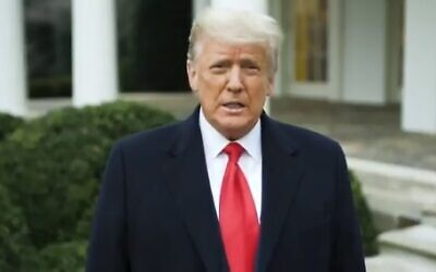 US President Donald Trump addresses supporters in a video after they stormed the US Capitol building on January 6, 2021, in Washington, DC. (video screenshot)