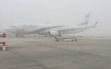 Heavy fog in Ben Gurion Airport on January 4, 2021. (Israel Airports Authority)