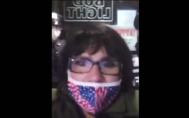 Leticia Remauro, a candidate for Staten Island borough president, speaks to the camera during a December 2020 protest at which she yelled "Heil Hitler." (Screenshot via JTA) Leticia Remauro, a candidate for Staten Island borough president, speaks to the camera during a December 2020 protest at which she yelled "Heil Hitler." (Screenshot via JTA)