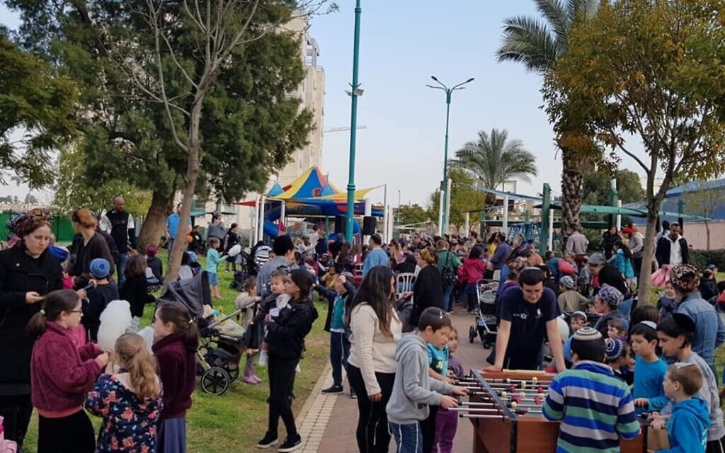 A Purim carnival in February 2019, one of the many activities created by the Lod Garin Torani community in Lod. (Courtesy Lod Garin Torani) A Purim carnival in February 2019, one of the many activities created by the Lod Garin Torani community in Lod. (Courtesy Lod Garin Torani)