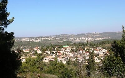 A view of Moshav Givat Ye'arim from the Aircraft Trail. (Aviva and Shmuel Bar-Am)
