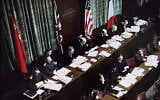 Judges deliberate at the trials of Nazi war criminals in Nuremberg, Germany, Jan. 1, 1945 (The US Holocaust Memorial Museum via JTA)