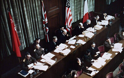 Judges deliberate at the trials of Nazi war criminals in Nuremberg, Germany, Jan. 1, 1945 (The US Holocaust Memorial Museum via JTA)