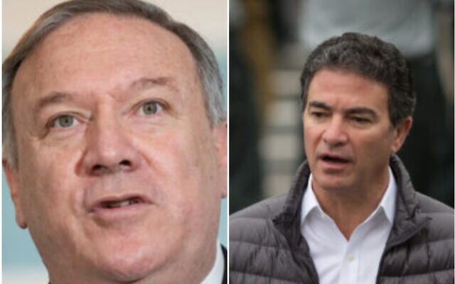 This combination of photos shows US Secretary of State Mike Pompeo (L) and Mossad chief Yossi Cohen. (Saul Loeb/Pool via AP and Miriam Alster/Flash90) This combination of photos shows US Secretary of State Mike Pompeo (L) and Mossad chief Yossi Cohen. (Saul Loeb/Pool via AP and Miriam Alster/Flash90)