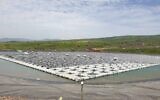 Solar panels floating on a reservoir on the Golan Heights, near to Kibbutz Shamir, in northern Israel. (Courtesy, Golan Solar)