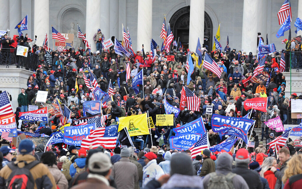The Pro-Trump rally at the US Capitol, Washington DC on January 6, 2021 (Lloyd Wolf via JTA)
