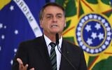 Brazilian President Jair Bolsonaro speaks at Planalto Palace in Brasilia, on February 9, 2021. (Evaristo Sa/AFP)