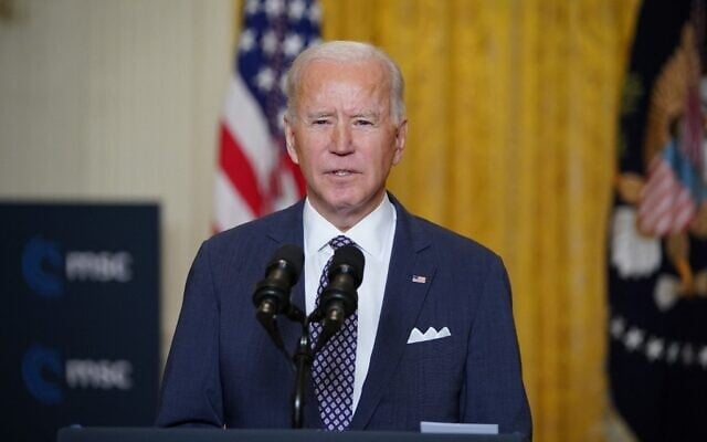 US President Joe Biden speaks virtually to the Munich Security Conference in Germany, from the East Room of the White House in Washington, DC, on February 19, 2021. (MANDEL NGAN / AFP) US President Joe Biden speaks virtually to the Munich Security Conference in Germany, from the East Room of the White House in Washington, DC, on February 19, 2021. (MANDEL NGAN / AFP)