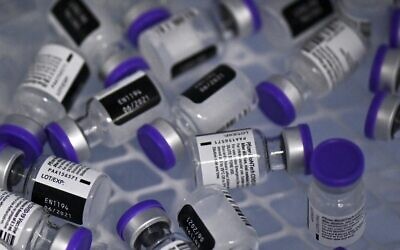 Vials of the Pfizer-BioNTech vaccine against COVID-19 are seen inside a freezer in Cali, Colombia, amid the novel coronavirus pandemic on February 19, 2021. (Luis ROBAYO / AFP)