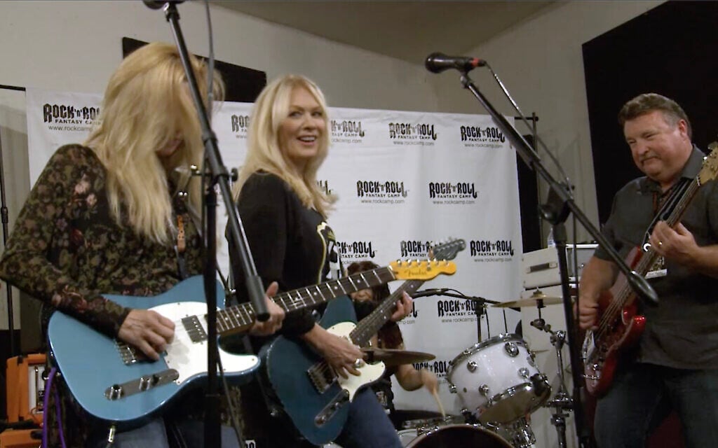 Nancy Wilson, Heart guitarist and vocalist, playing with campers at Rock N’ Roll Fantasy Camp in Los Angeles, July 1, 2017. (Courtesy Rock N' Roll Fantasy Camp)