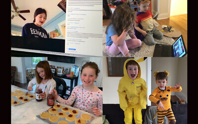 Students at the Leffell School in Westchester County, which emerged as an early epicenter for the coronavirus last spring in New York state, celebrated Purim from home in 2020. (Courtesy of Yael Buechler/ via JTA)