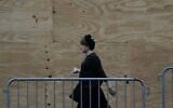 An Orthodox Jewish woman is seen in a Brooklyn neighborhood on September 29, 2020 in New York. (Timothy A. Clary/AFP/Getty Images via JTA)