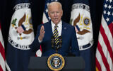 US President Joe Biden delivers remarks to State Department staff, February 4, 2021, in Washington. (AP Photo/Evan Vucci)
