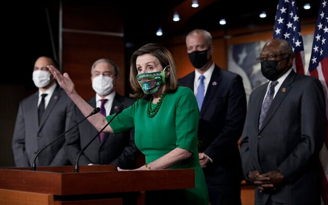 Speaker of the House Nancy Pelosi, D-Calif., meets with reporters before the House votes to pass a $1.9 trillion pandemic relief package, during a news conference at the Capitol in Washington, Friday, Feb. 26, 2021. (AP/J. Scott Applewhite) Speaker of the House Nancy Pelosi, D-Calif., meets with reporters before the House votes to pass a $1.9 trillion pandemic relief package, during a news conference at the Capitol in Washington, Friday, Feb. 26, 2021. (AP/J. Scott Applewhite)