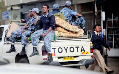 Illustrative: Ethiopian Federal Police ride through Addis Ababa, Ethiopia, Friday May 21, 2010. (AP/Jerome Delay)