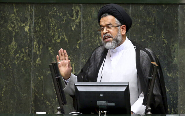 Iranian Intelligence Minister Mahmoud Alavi answers questions from lawmakers in an open session of parliament in Tehran, Iran, Oct. 25, 2016 (AP Photo/Ebrahim Noroozi) Iranian Intelligence Minister Mahmoud Alavi answers questions from lawmakers in an open session of parliament in Tehran, Iran, Oct. 25, 2016 (AP Photo/Ebrahim Noroozi)