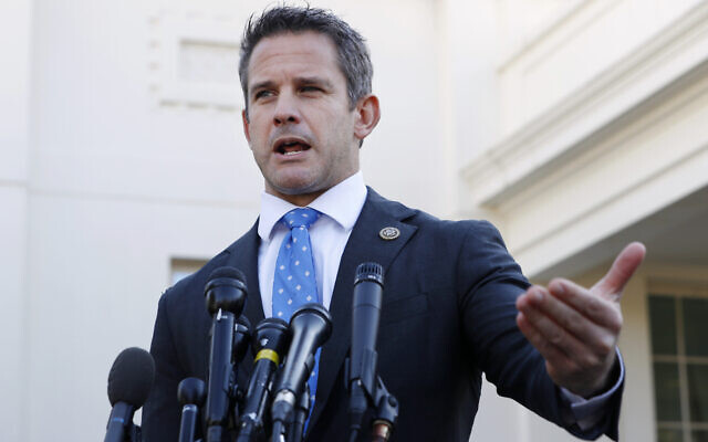Republican Representative Adam Kinzinger of Illinois speaks to the media at the White House in Washington, March 6, 2019. (AP Photo/Jacquelyn Martin)