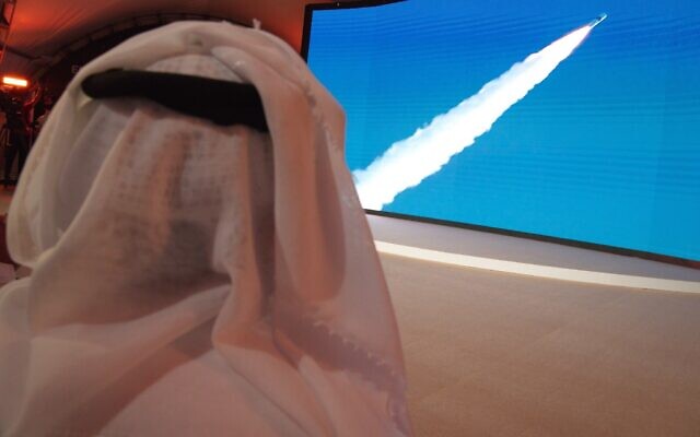 An Emirati man watches the launch of the 'Amal' (Hope) space probe at the Mohammed bin Rashid Space Center in Dubai, United Arab Emirates, Monday, July 20, 2020 (AP Photo/Jon Gambrell) An Emirati man watches the launch of the 'Amal' (Hope) space probe at the Mohammed bin Rashid Space Center in Dubai, United Arab Emirates, Monday, July 20, 2020 (AP Photo/Jon Gambrell)