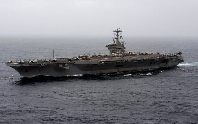 The aircraft carrier USS Nimitz transits the Arabian Sea, September 7, 2020. (Mass Communication Specialist 3rd Class Elliot Schaudt/U.S. Navy via AP) The aircraft carrier USS Nimitz transits the Arabian Sea, September 7, 2020. (Mass Communication Specialist 3rd Class Elliot Schaudt/U.S. Navy via AP)