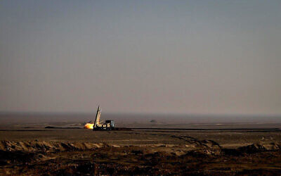 Illustrative: A missile is launched in a drill in Iran, January 15, 2021. (Iranian Revolutionary Guard/ Sepahnews via AP)