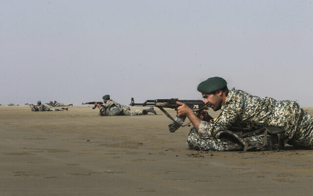 In this photo released Jan. 20, 2021, by the Iranian Army, troops participate in a military drill (Iranian Army via AP) In this photo released Jan. 20, 2021, by the Iranian Army, troops participate in a military drill (Iranian Army via AP)