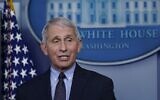 Dr. Anthony Fauci, director of the National Institute of Allergy and Infectious Diseases, speaks with reporters in the James Brady Press Briefing Room at the White House, January 21, 2021, in Washington. (AP Photo/Alex Brandon)