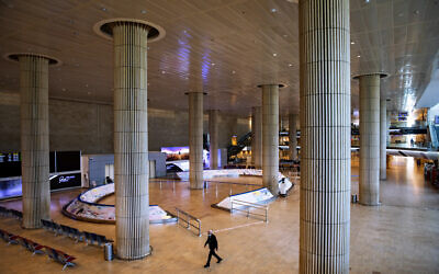 Ben Gurion Airport stands nearly empty, Jan. 26, 2021. (AP Photo/Oded Balilty)