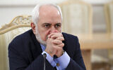 Then-Iranian foreign Minister Mohammad Javad Zarif attends talks in Moscow, Russia, January 26, 2021. (Russian Foreign Ministry Press Service via AP)