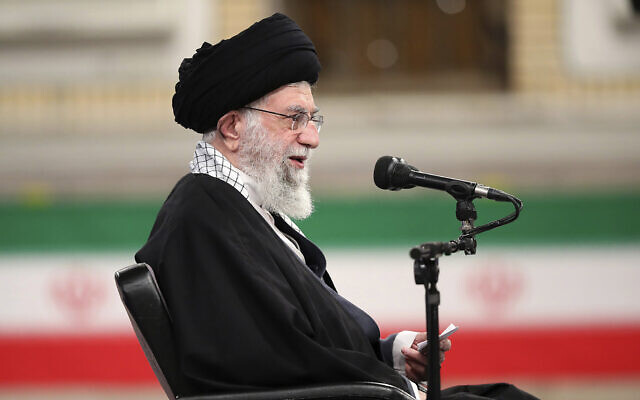 Supreme Leader Ayatollah Ali Khamenei speaks during a meeting with army's air force and air defense staff in Tehran, Iran, February 7, 2021 (Official Website of the Office of the Iranian Supreme Leader via AP) Supreme Leader Ayatollah Ali Khamenei speaks during a meeting with army's air force and air defense staff in Tehran, Iran, February 7, 2021 (Official Website of the Office of the Iranian Supreme Leader via AP)