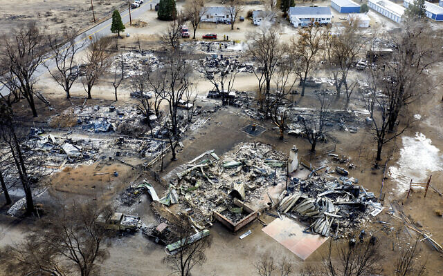 In this November 18, 2020, photo taken by a drone, residences destroyed by the Mountain View Fire line a street in the Walker community in Mono County, California.(AP/Noah Berger) In this November 18, 2020, photo taken by a drone, residences destroyed by the Mountain View Fire line a street in the Walker community in Mono County, California.(AP/Noah Berger)