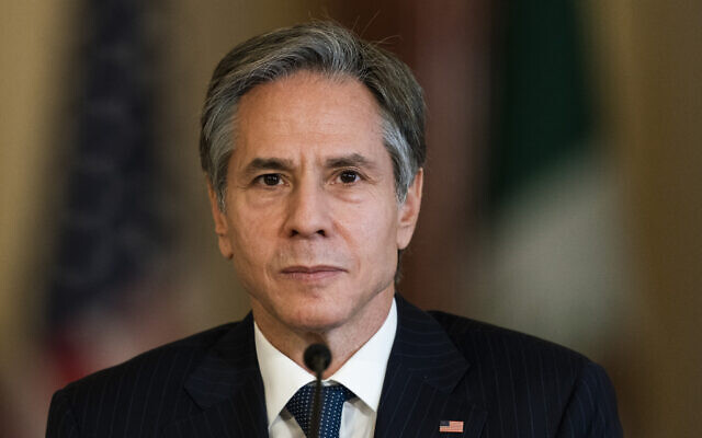 Secretary of State Antony Blinken, speaks during a virtual meeting with Mexican Secretary of Economy Tatiana Clouthier, who is in Mexico City, Friday, Feb. 26, 2021 in the Benjamin Franklin room at the State Department in Washington. (AP Photo/Manuel Balce Ceneta, Pool) Secretary of State Antony Blinken, speaks during a virtual meeting with Mexican Secretary of Economy Tatiana Clouthier, who is in Mexico City, Friday, Feb. 26, 2021 in the Benjamin Franklin room at the State Department in Washington. (AP Photo/Manuel Balce Ceneta, Pool)
