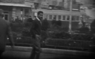 Screen capture from video said to show Israeli spy Eli Cohen walking along a street in Damascus, Syria. (YouTube)