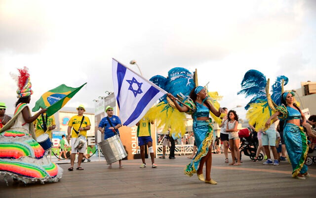 Illustrative: Brazilian samba dancers perform in Tel Aviv to celebrate the Rio Summer Olympics on August 7, 2016. (Tomer Neuberg/Flash90) Illustrative: Brazilian samba dancers perform in Tel Aviv to celebrate the Rio Summer Olympics on August 7, 2016. (Tomer Neuberg/Flash90)