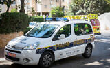Illustrative: An Israel Police car in Petah Tikva, August 4, 2017. (Roy Alima/Flash90)