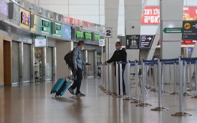 The departure hall at Ben Gurion Airport on January 25, 2021. (Yossi Aloni/Flash90) The departure hall at Ben Gurion Airport on January 25, 2021. (Yossi Aloni/Flash90)