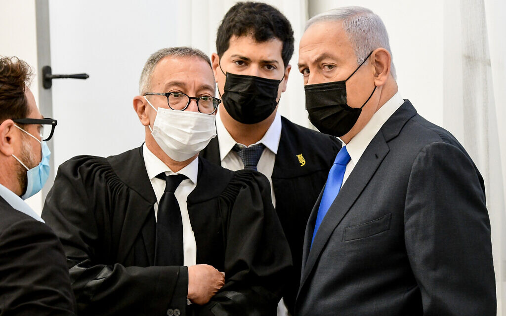 Prime Minister Benjamin Netanyahu arrives a hearing in his corruption case at the Jerusalem District Court, February 8, 2021. (Reuven Kastro/Pool) Prime Minister Benjamin Netanyahu arrives a hearing in his corruption case at the Jerusalem District Court, February 8, 2021. (Reuven Kastro/Pool)